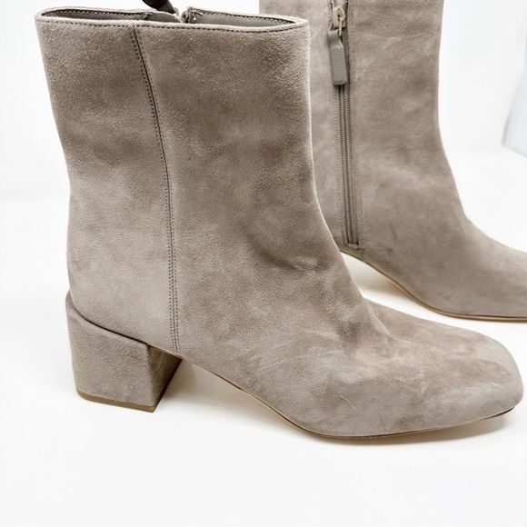Vince Grey Suede Block Heel Booties Size 11 - Picture 2 of 7